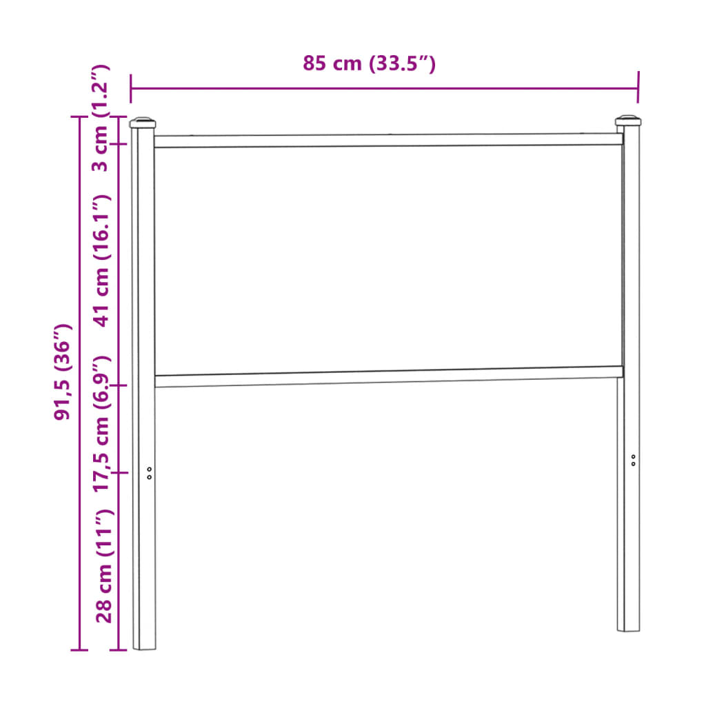 Ersatz-Kopfteil Räuchereiche 75 cm Holzwerkstoff und Stahl
