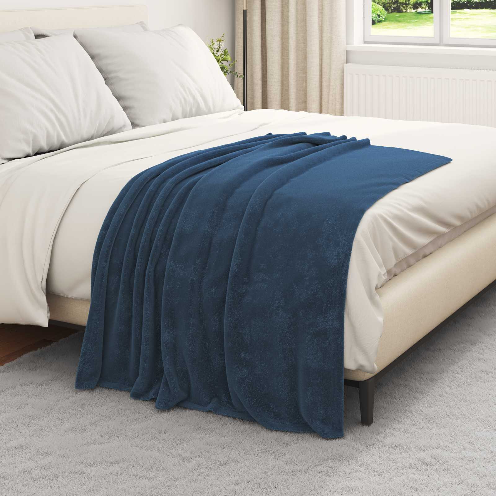 Überwurfdecke Beige 130 x 150 cm Fleece
