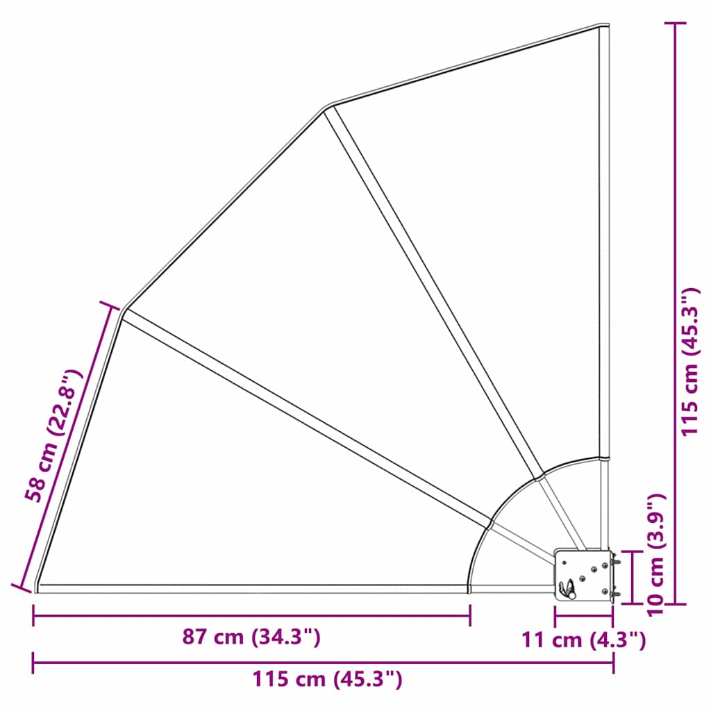 Faltbarer Balkonfächer Grau 210×210 cm