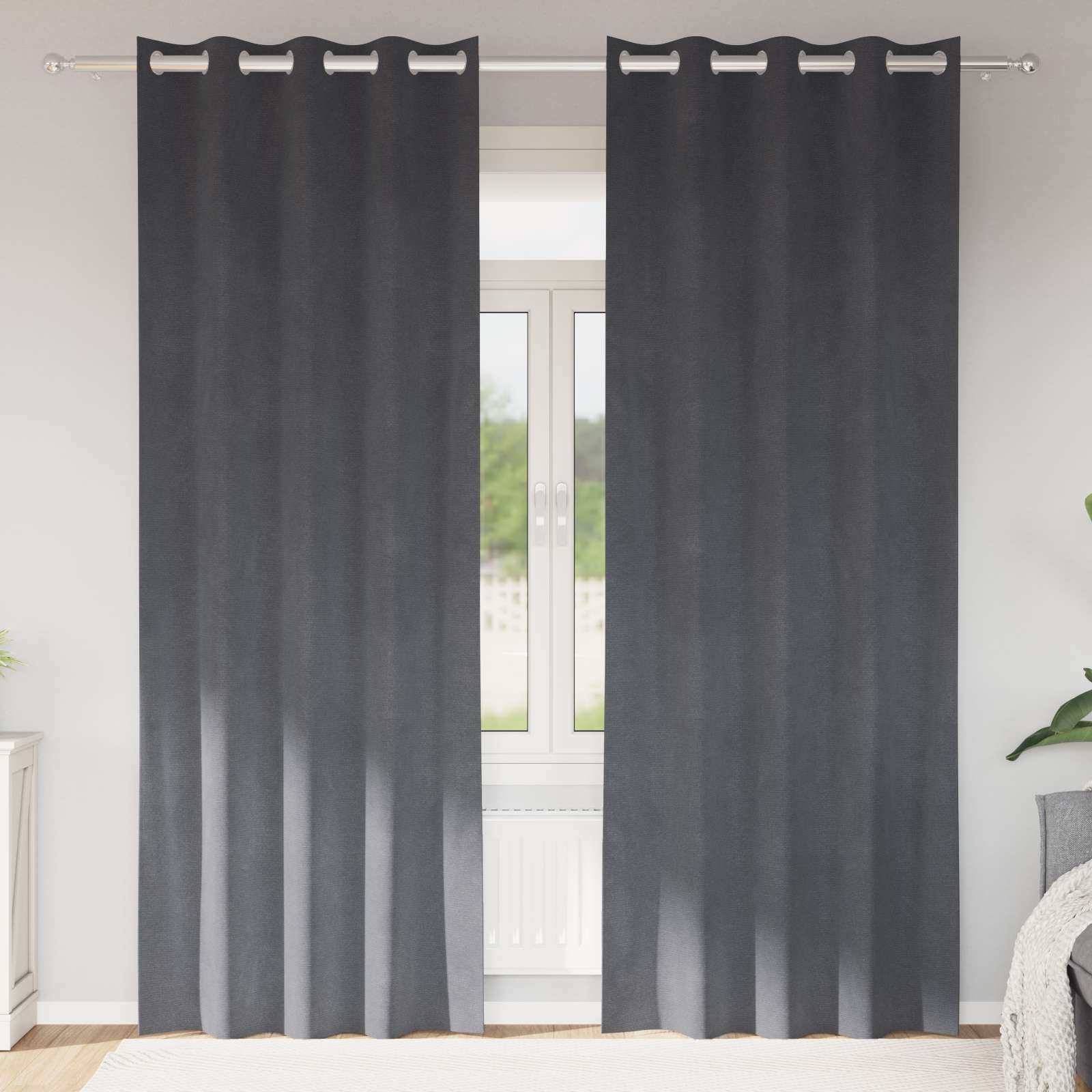 Verdunkelungsvorhänge 2 pcs Schwarz 140 x 140 cm Samt