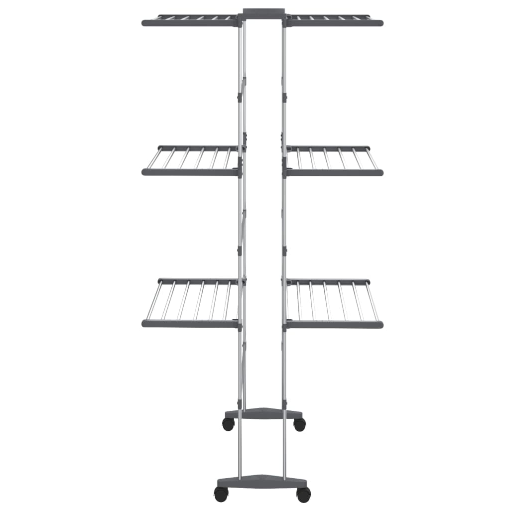 Wäscheständer 2 Etagen mit Rollen Silbern 60x70x106 cm