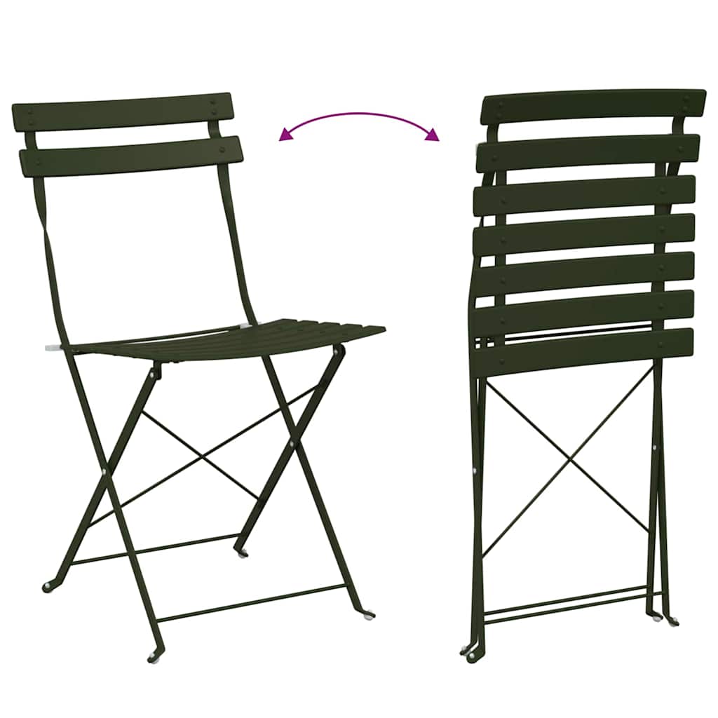 Gartenklappstuhl 2 pcs Grün 42 x 46 x 82cm Metall