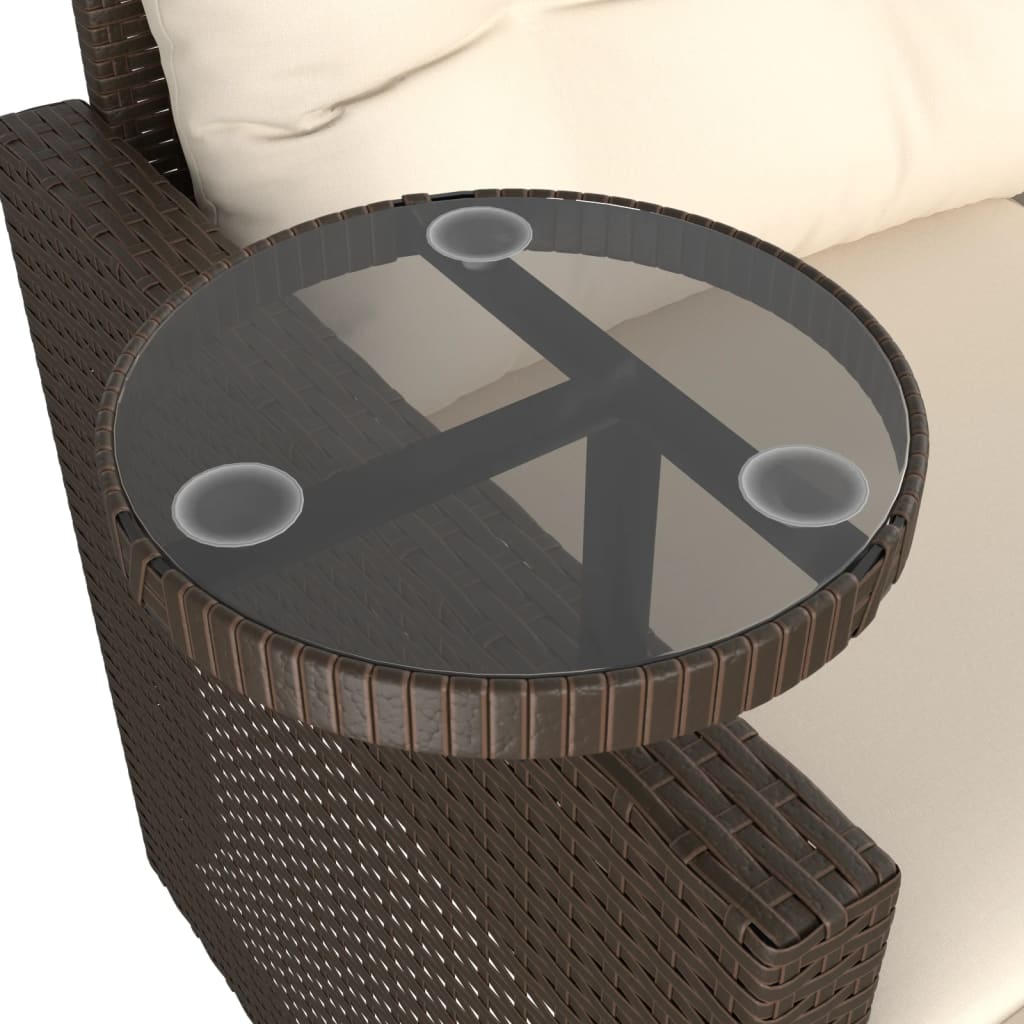 3-tlg. Garten-Sofagarnitur mit Kissen Schwarz Poly Rattan