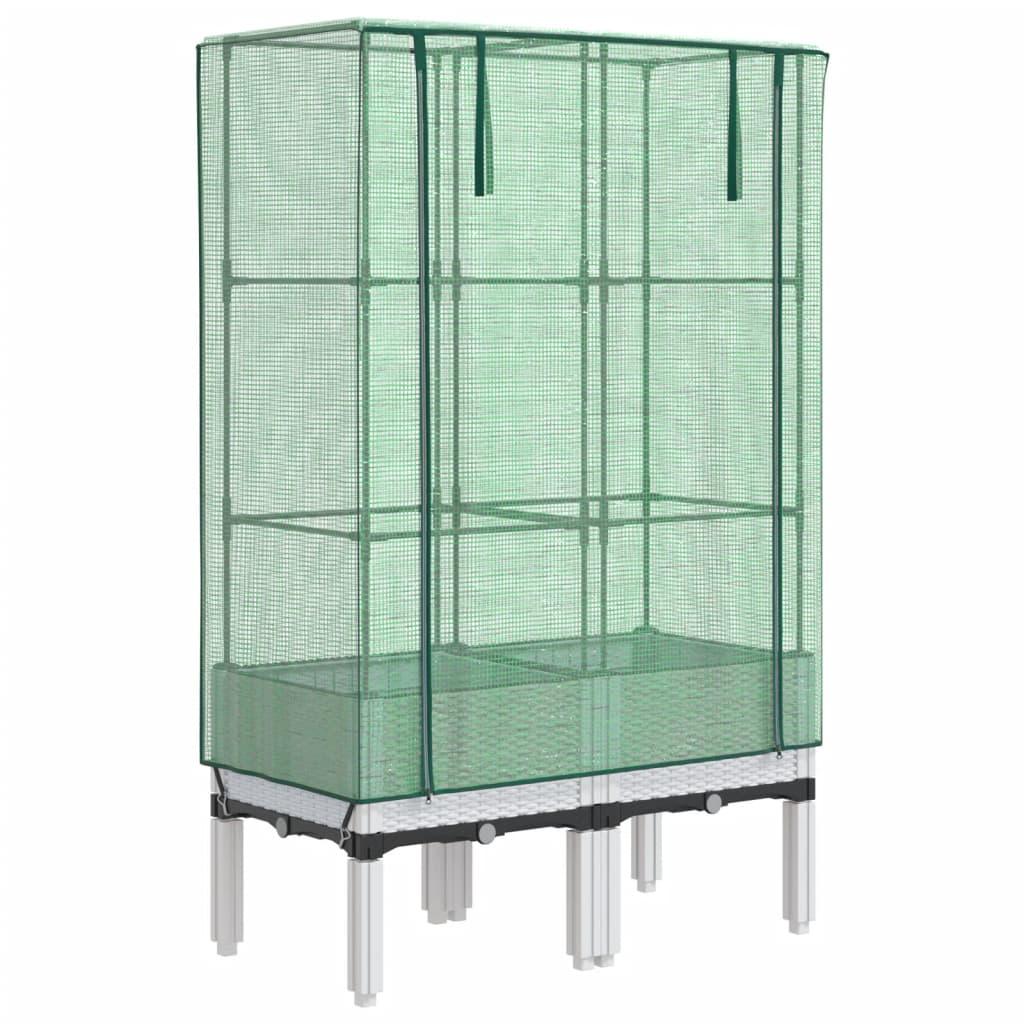 Hochbeet mit Gewächshaus-Aufsatz Rattan-Optik 40x40x140 cm