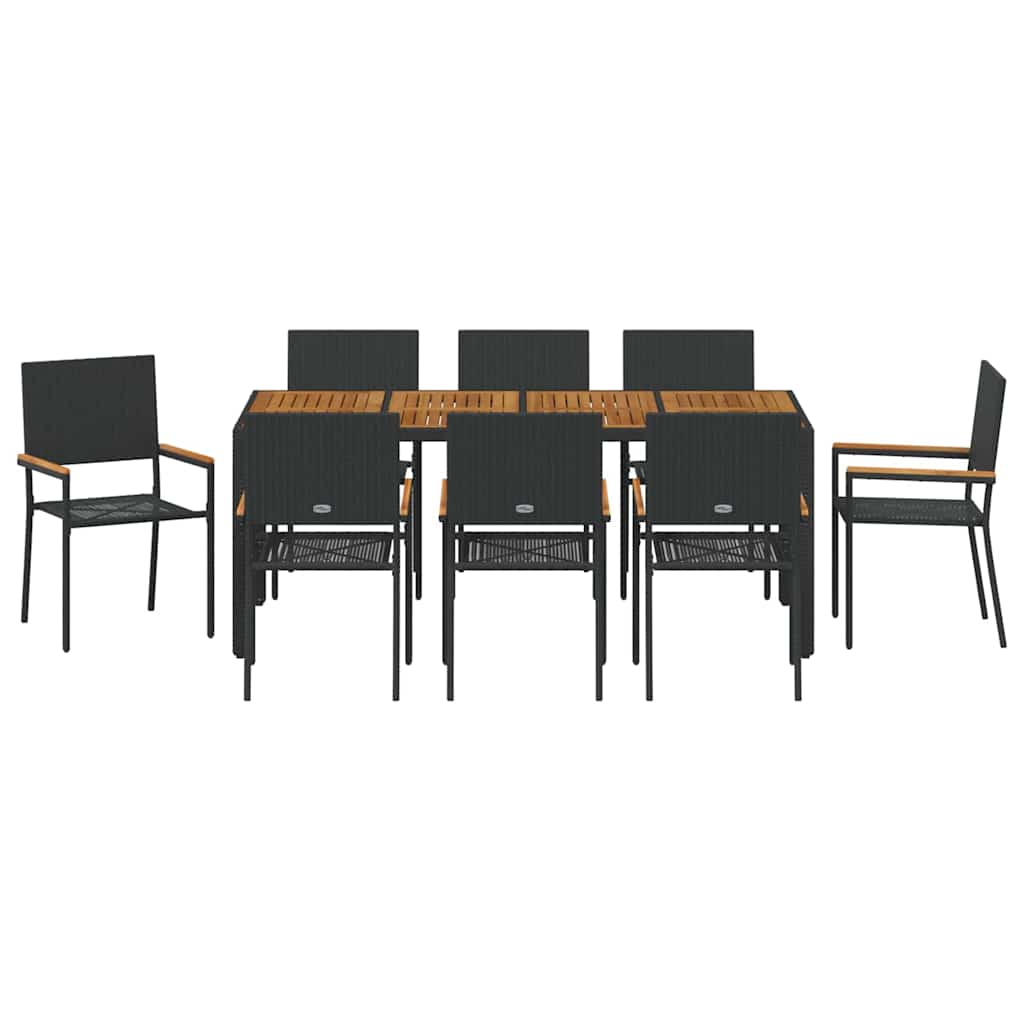 Garten Essgruppe 3 pcs Schwarz Poly-Rattan