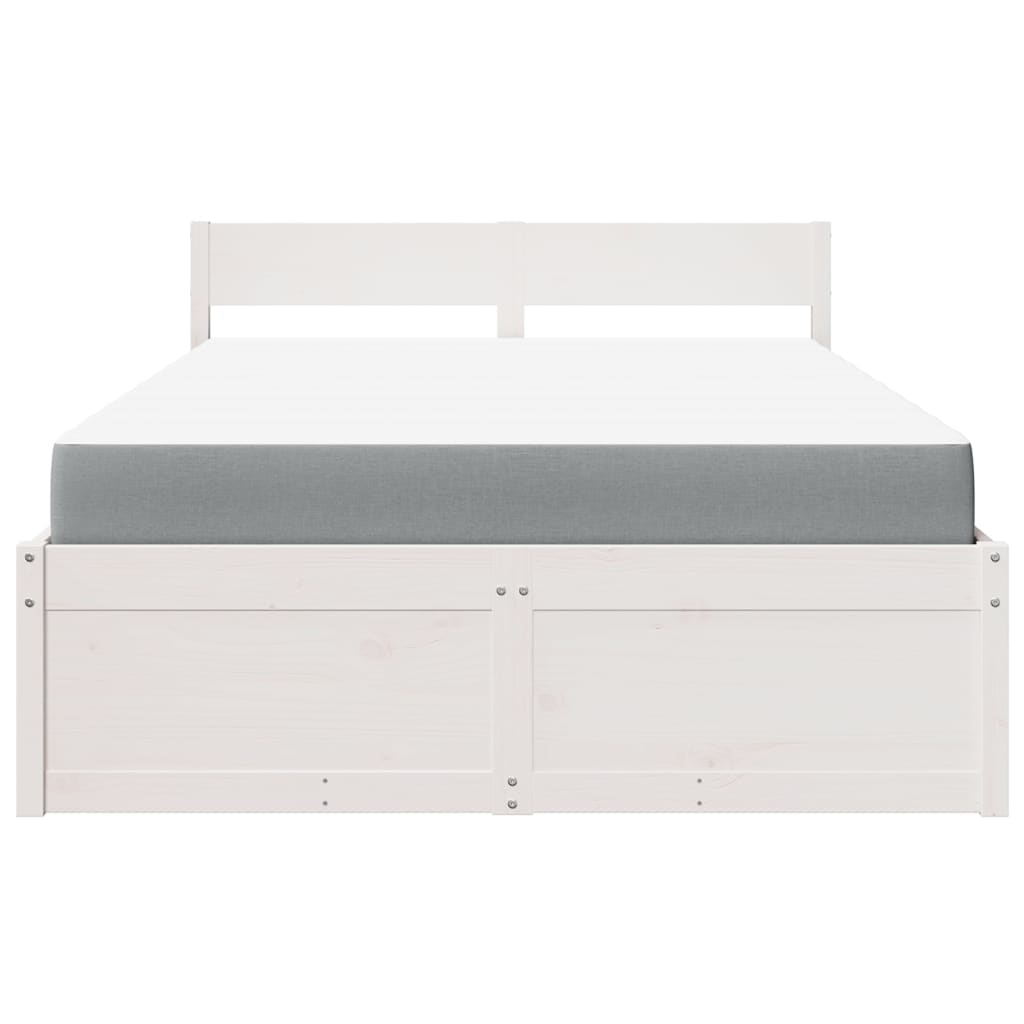 Bett mit Schubladen und Matratze 200x200 cm Massivholz Kiefer