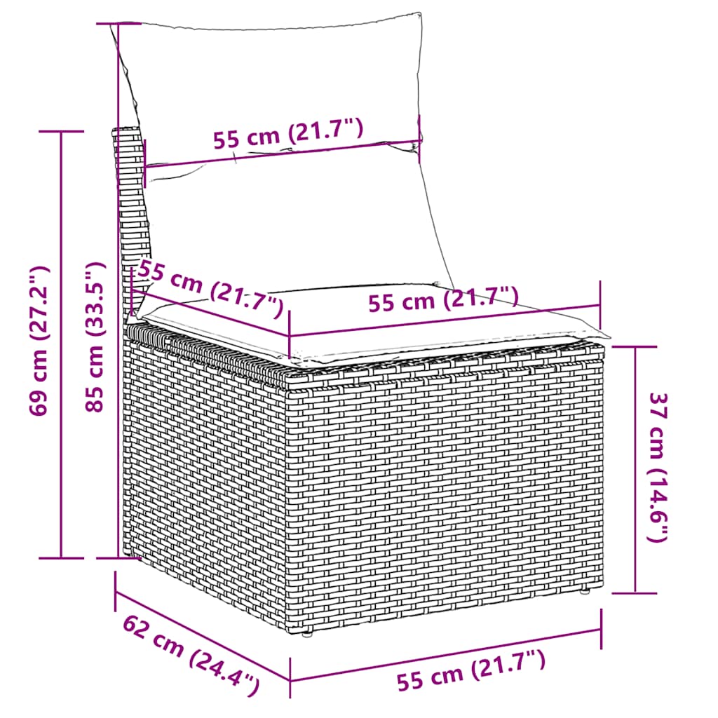 5-tlg. Garten-Sofagarnitur mit Kissen Schwarz Poly Rattan