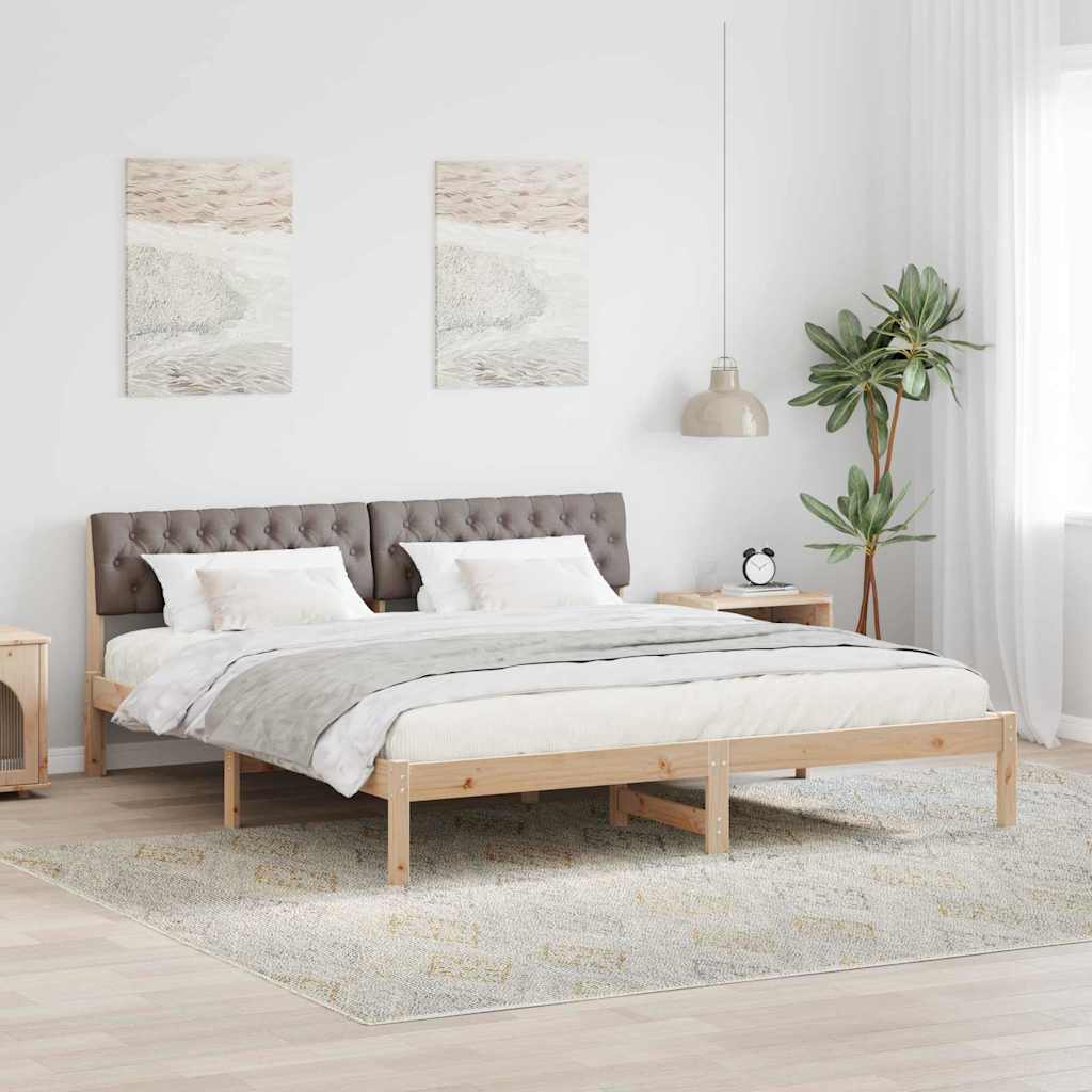 Bettgestell Braun und hellgrau 200 x 200 cm Massivholz Kiefer