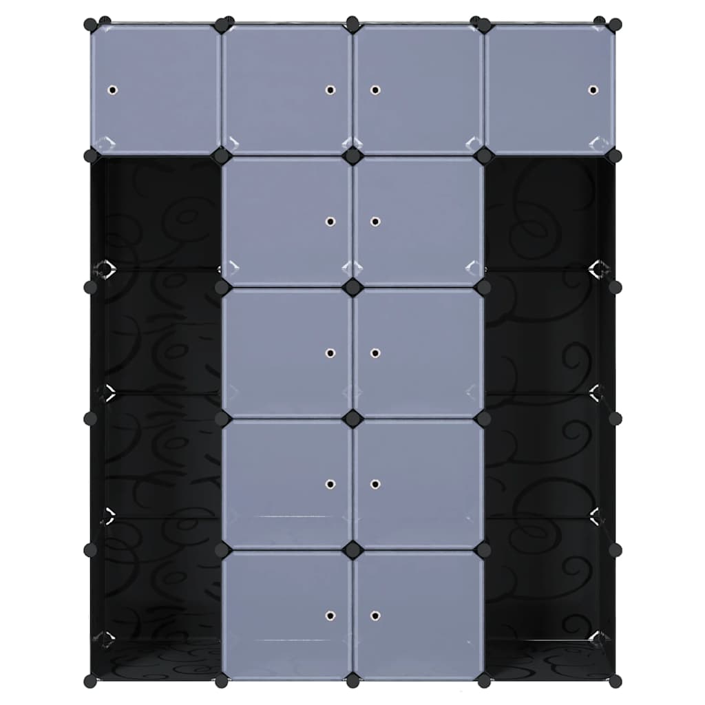 Modularer Schrank mit 9 Fächern 109x36,5x143cm Schwarz und Weiß