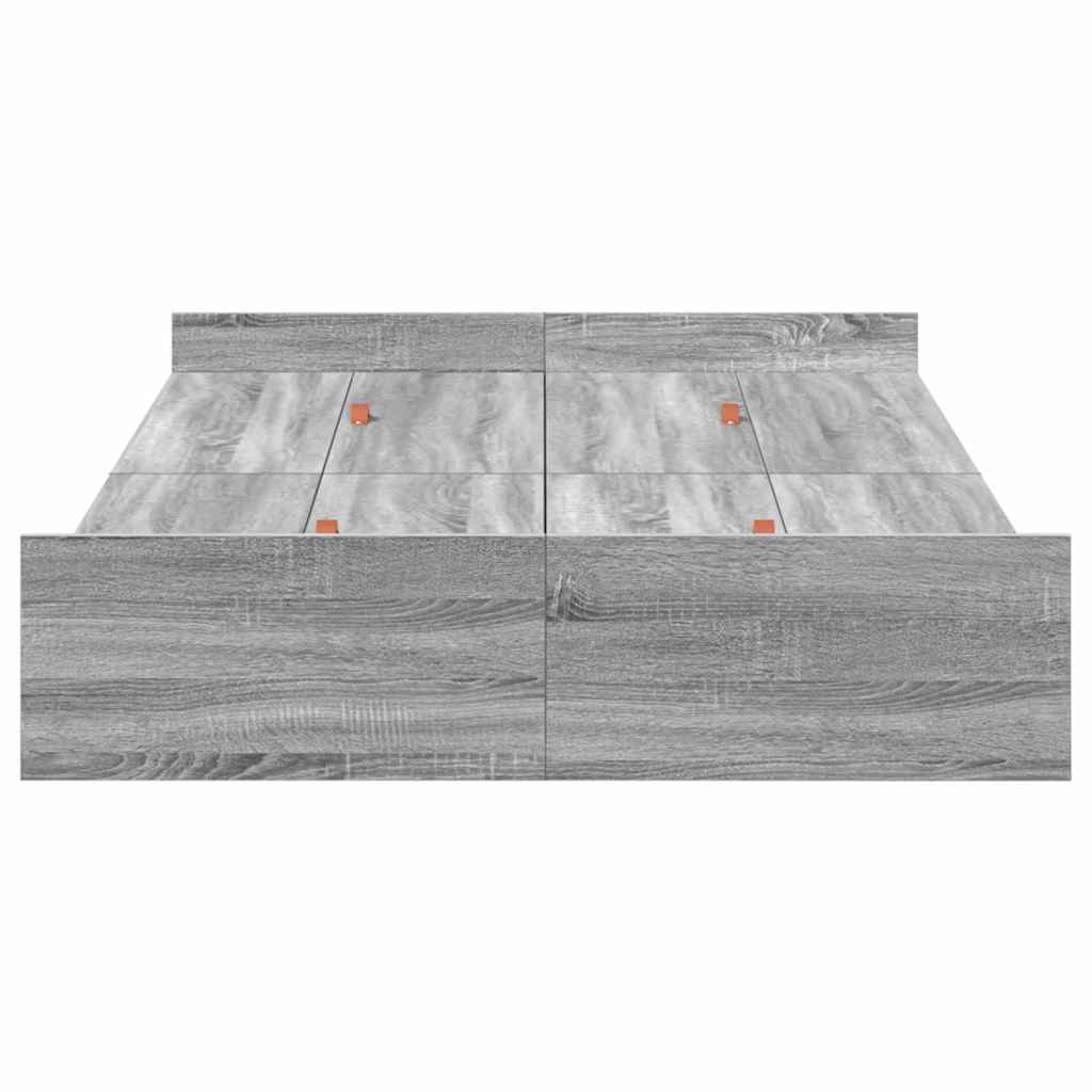 Aufbewahrungsbettgestell Weiß 200 x 200 cm Holzwerkstoff