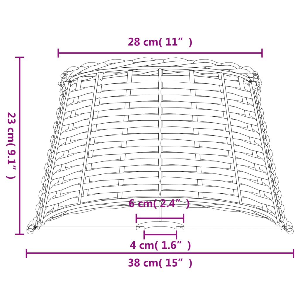 Lampenschirm Weiß Ø15x12 cm Korbweide