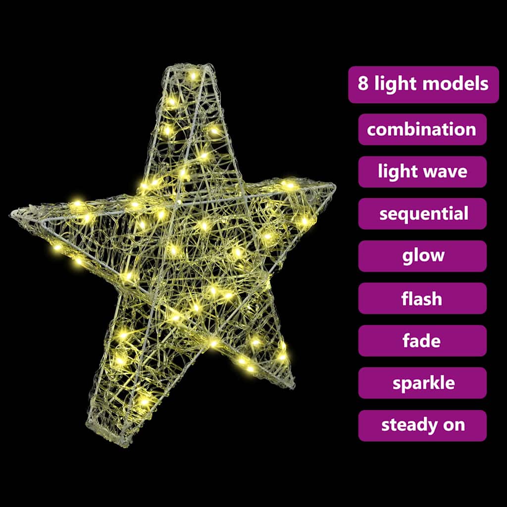 3D Stern mit 50 LEDs Warmweiß 55 x 53.5 x 10 cm Acryl