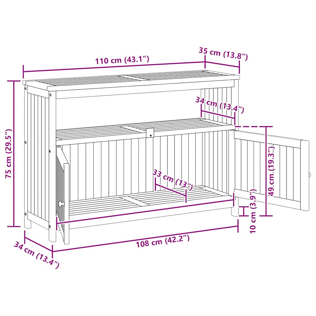 Garten-Konsolentisch 80x35x75 cm Massivholz Akazie