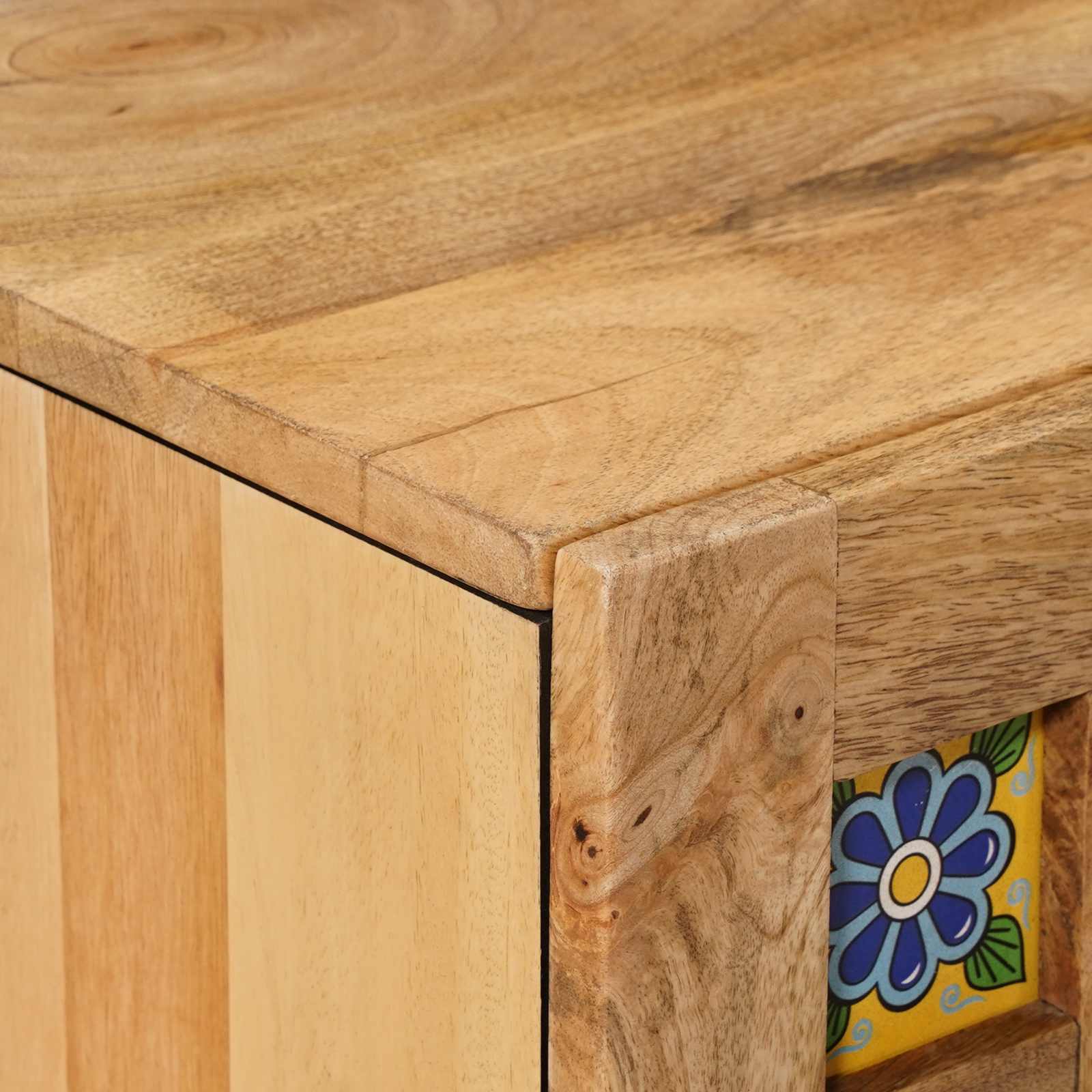 TV-Schränk mit Tür Walnuss 105 x 33 x 46 cm Massivholz Mango