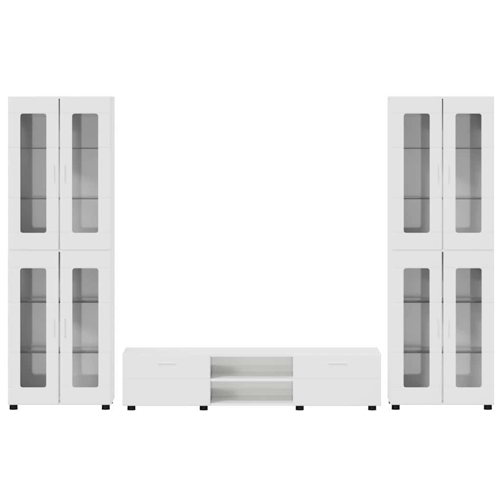 Highboard mit Regal FLORIN Weiß 60 x 35 x 182 cm Holzwerkstoff