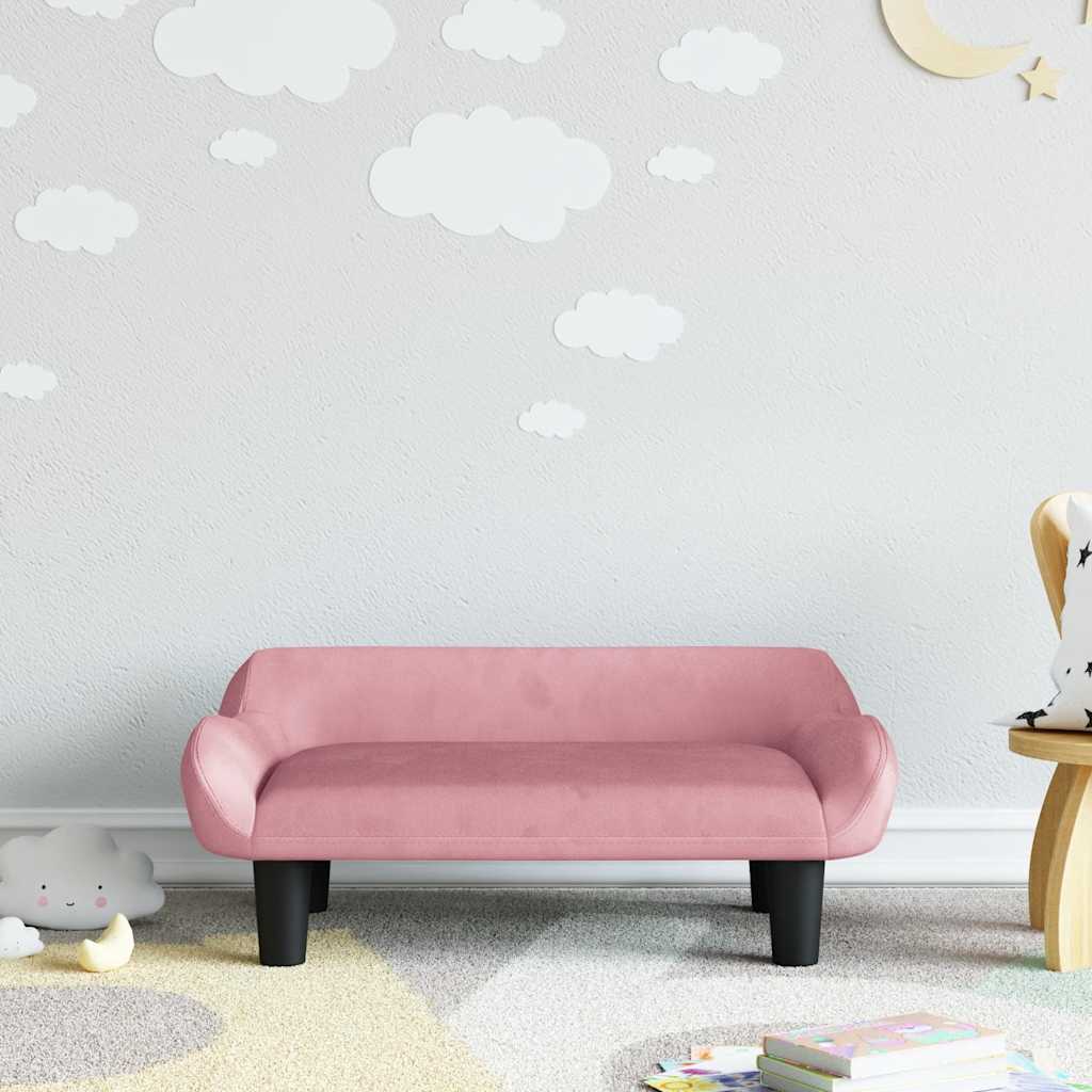 Kindersofa Hellgrau 70x40x24 cm Samt