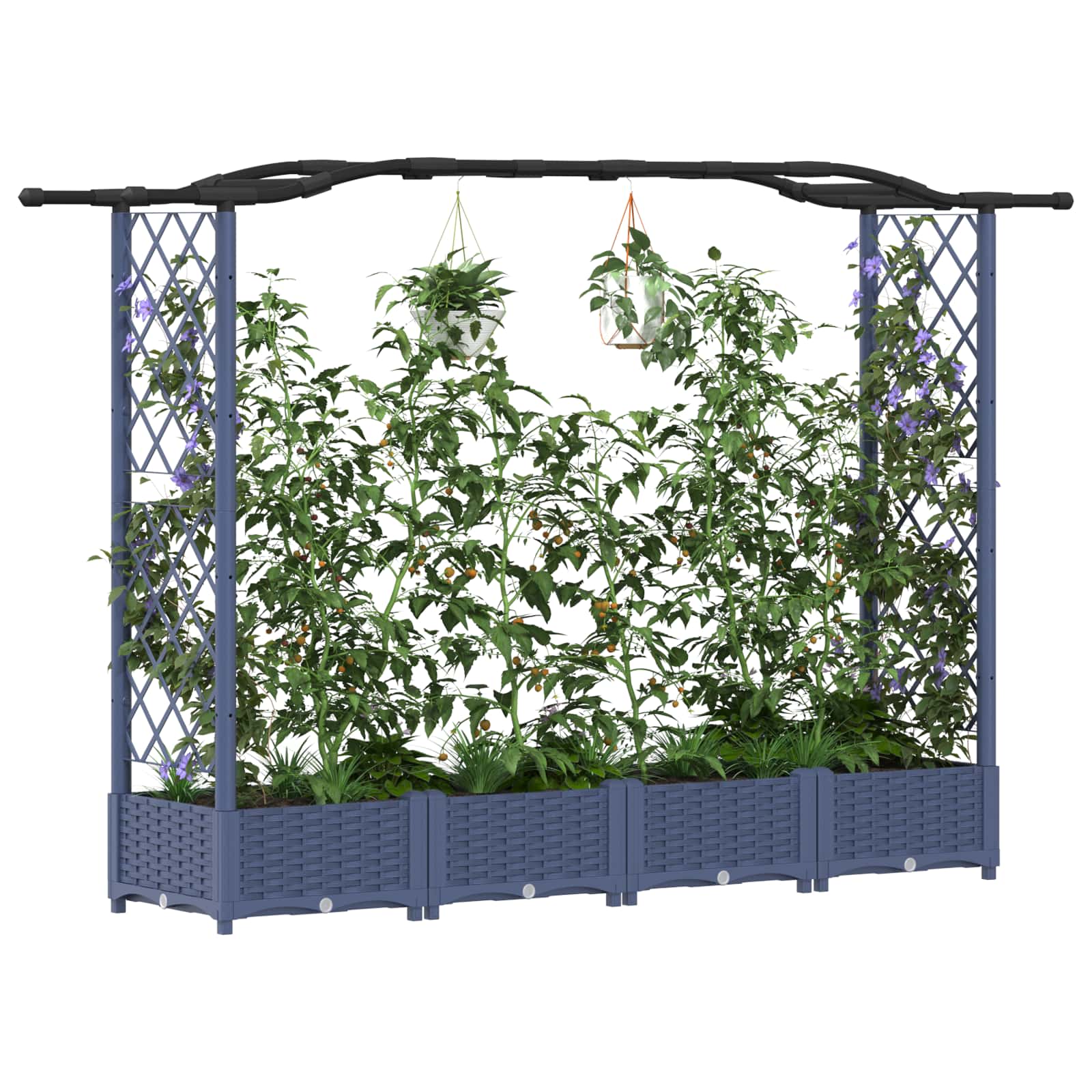 Hochbeet mit Rankgitter und Dach Braun 124 x 40 x 123 cm PP