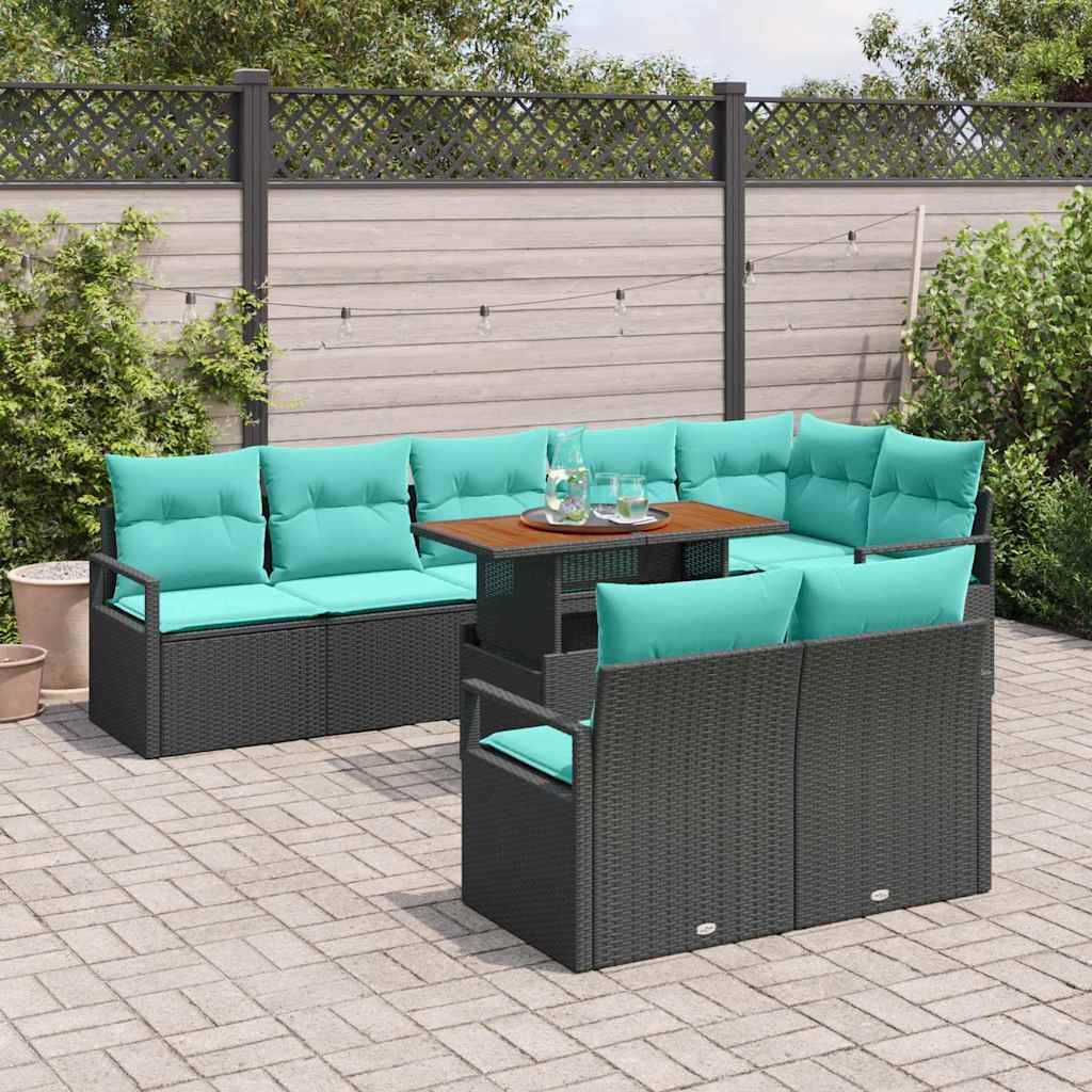 Garten Essgruppe mit Kissen 9 pcs Grau und Marineblau
