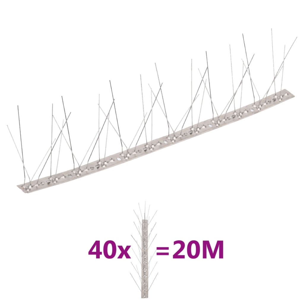 20-tlg. Taubenabwehr Spikes-Set Edelstahl 10 m 4-reihig