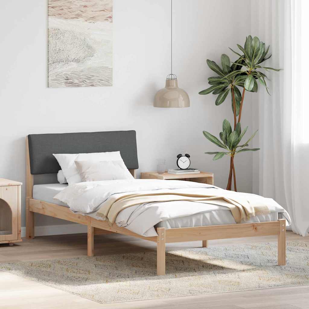 Bettgestell Braun und hellgrau 200 x 200 cm Massivholz Kiefer