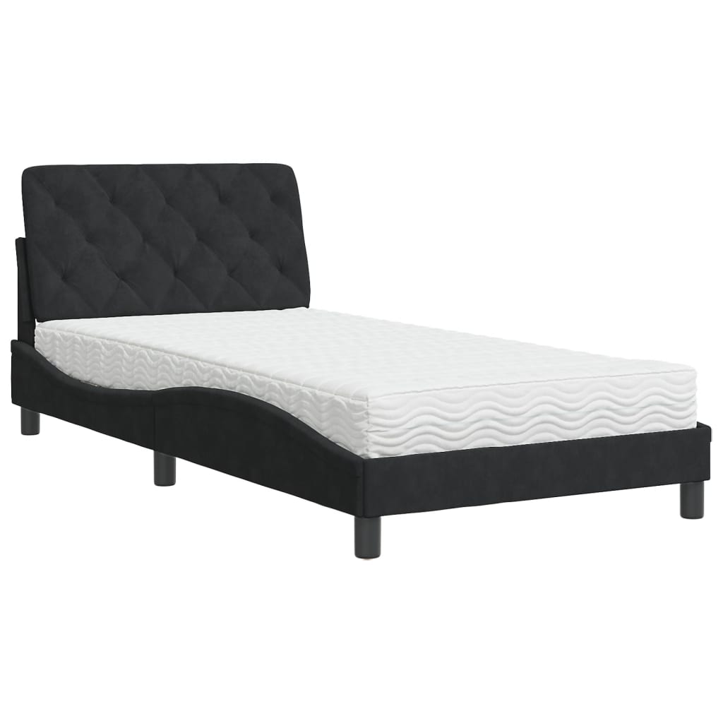 Bett mit Matratze Hellgrau 80x200 cm Samt
