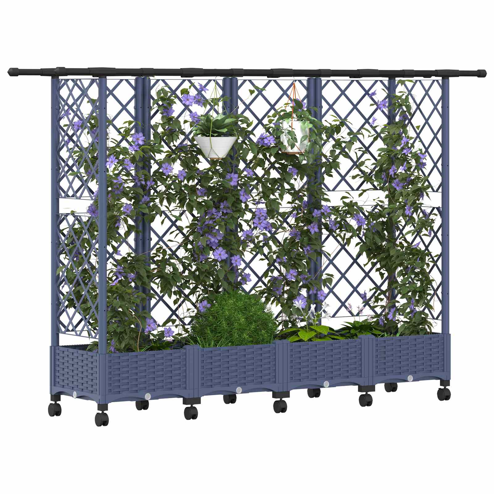 Hochbeet mit Rankgitter und Dach Braun 124 x 40 x 123 cm PP