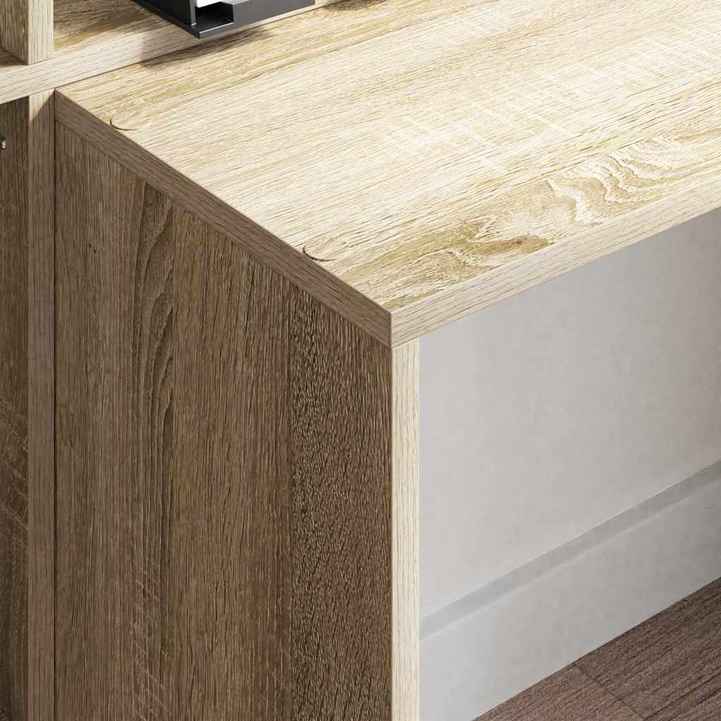 Schreibtisch mit Regal Weiß 138,5 x 55 x 143 cm Holzwerkstoff