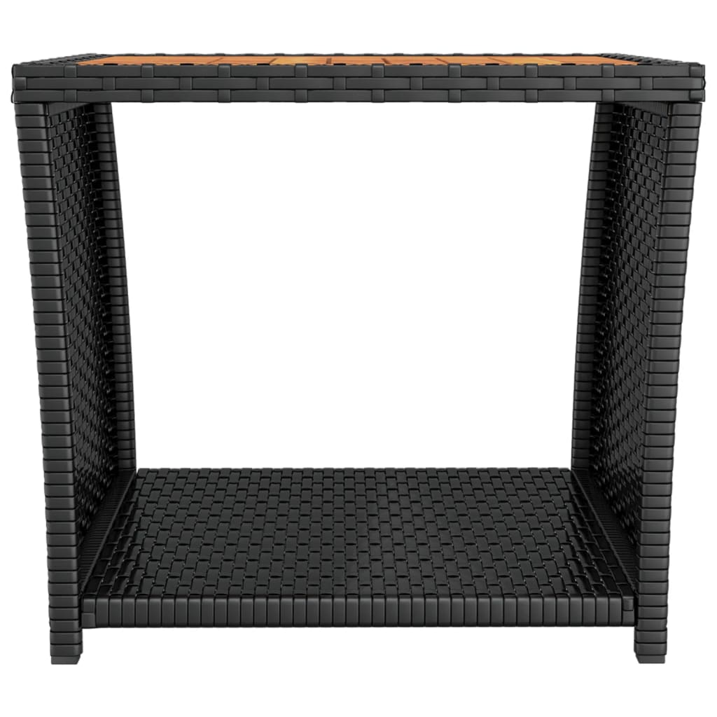 Beistelltisch mit Holzplatte Grau Poly Rattan & Akazienholz