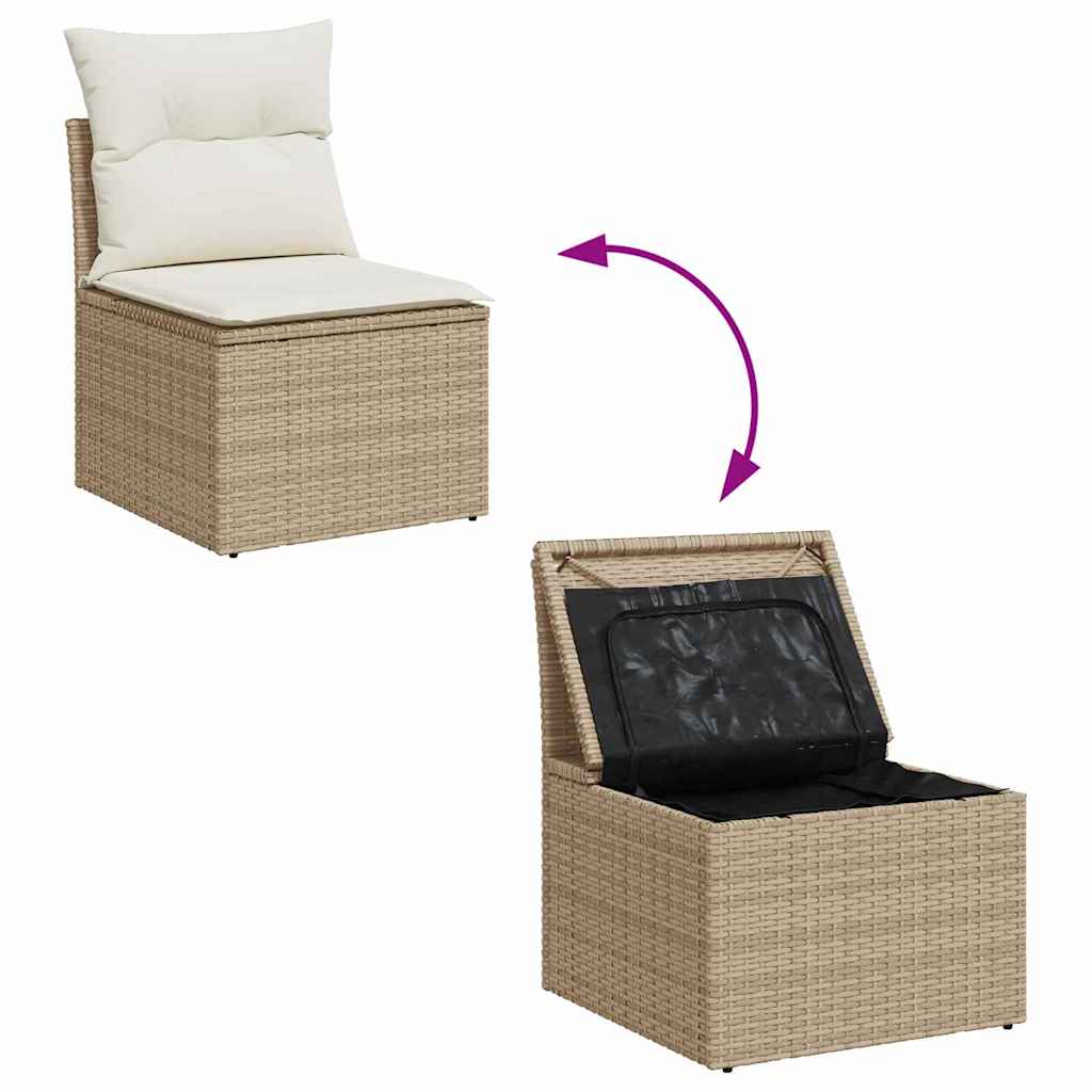 Garten Essgruppe mit Kissen 6 pcs Schwarz und Creme