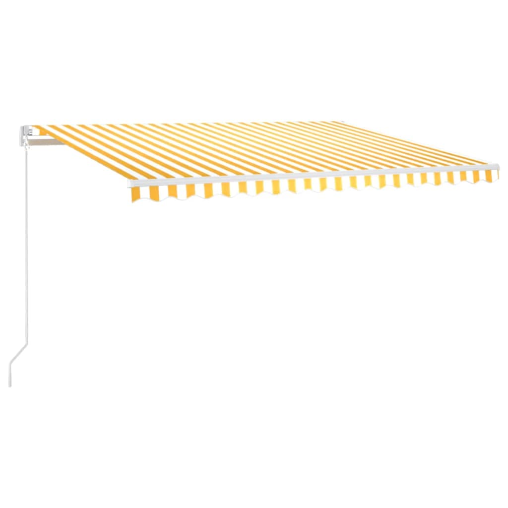 Markise Manuell Einziehbar mit LED 300x250 cm Blau und Weiß