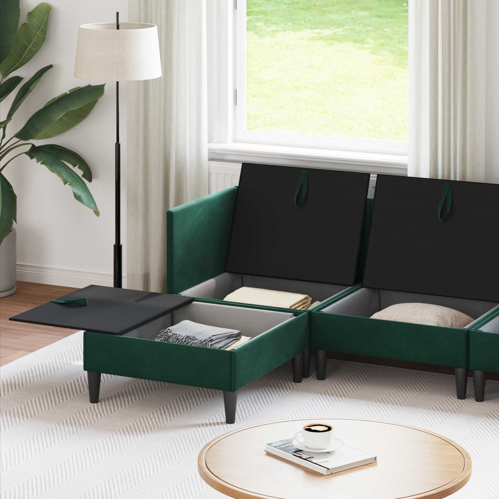 Wohnzimmergarnitur mit Kissen mit Speicher 3 pcs Hellgrau Samt