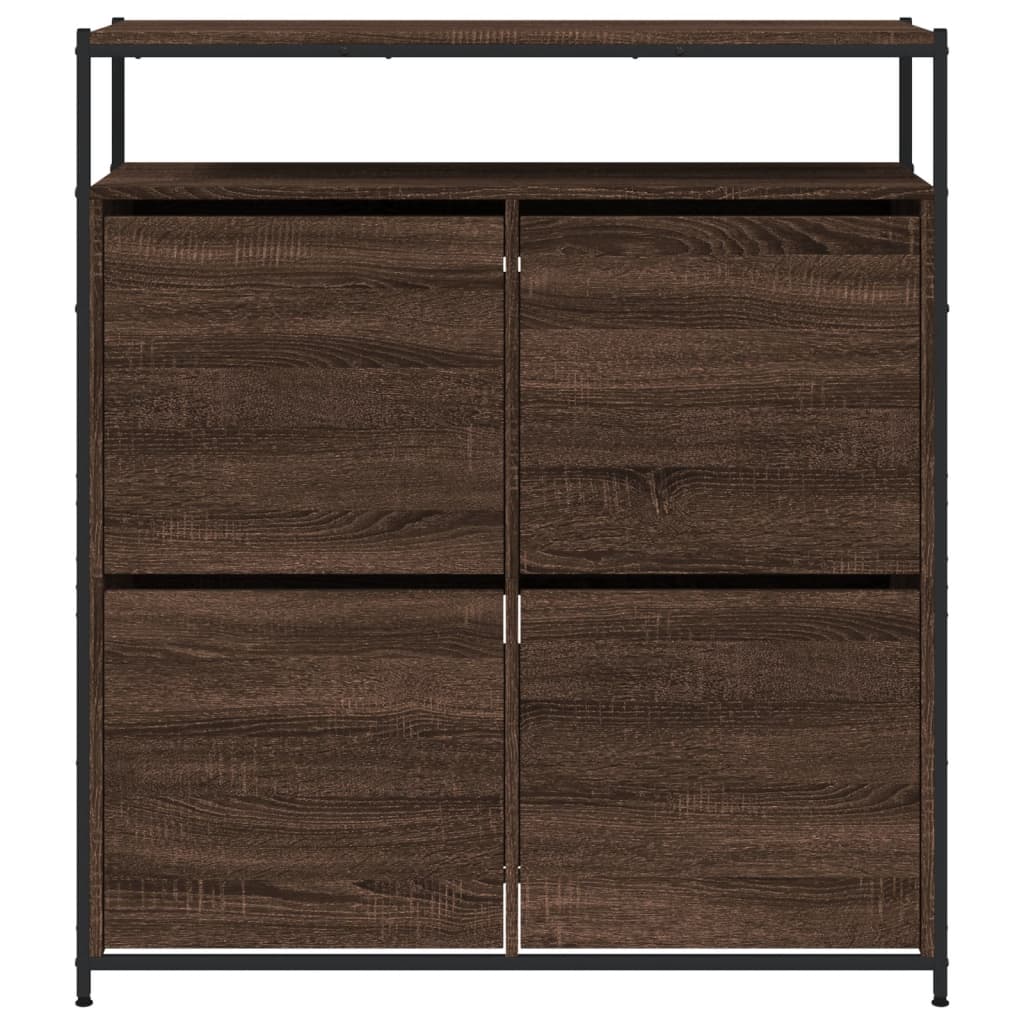 Schuhschrank mit 4 Klappen Sonoma-Eiche 100x34x112 cm