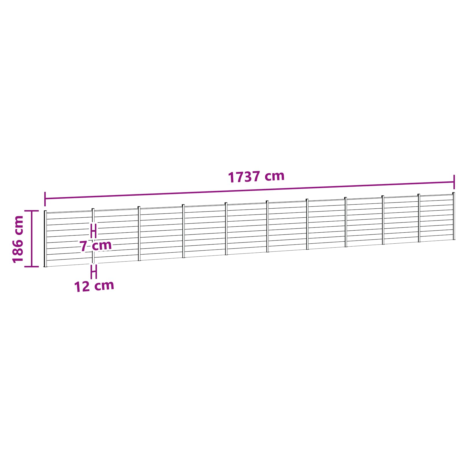 Zaunelement WPC 180x186 cm Schwarz