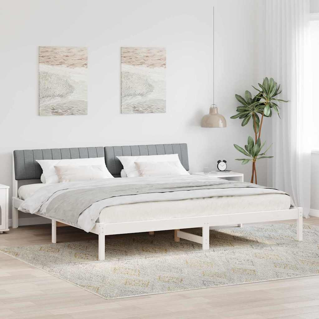 Bettgestell Braun und hellgrau 200 x 200 cm Massivholz Kiefer