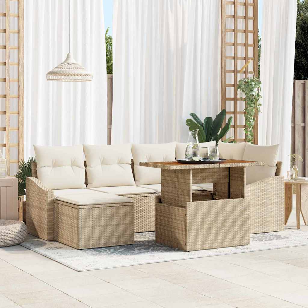 Garten Essgruppe mit Kissen 7 pcs Schwarz und Creme