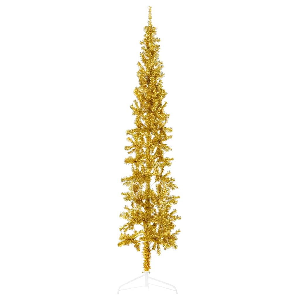 Künstlicher Halb-Weihnachtsbaum mit Ständer Schlank Weiß 180 cm