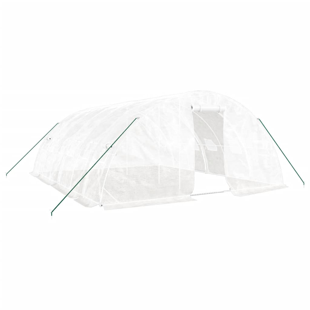 Gewächshaus mit Stahlrahmen Weiß 40 m² 8x5x2,3 m