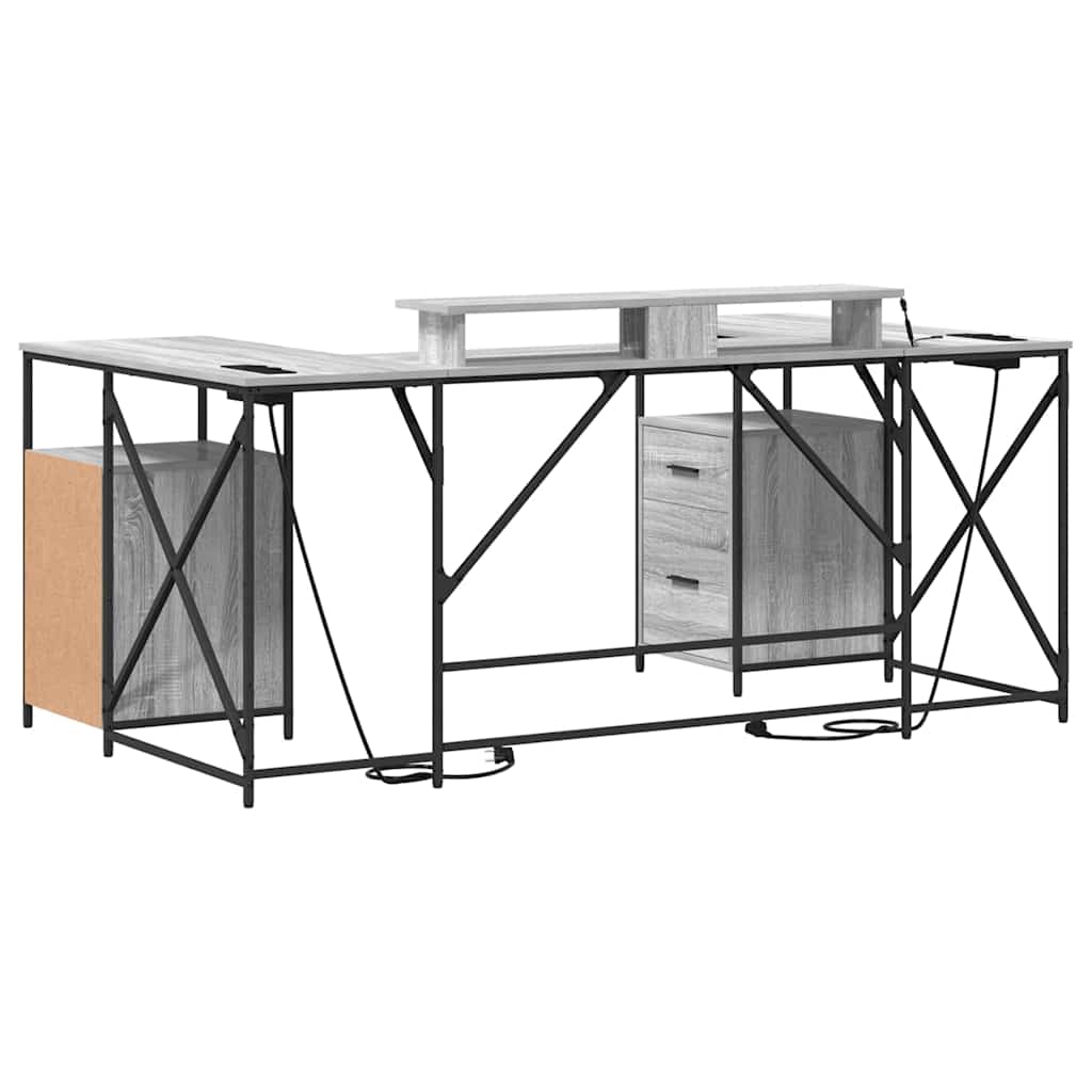 Schreibtisch mit Regal Schwarz Eichen-Optik 182 x 101 x 87,5 cm