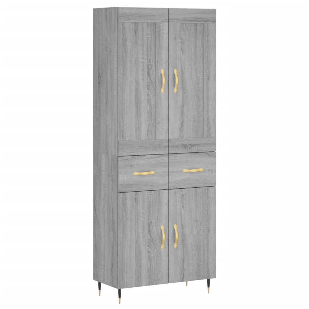 Highboard Betongrau 69,5x34x180 cm Holzwerkstoff