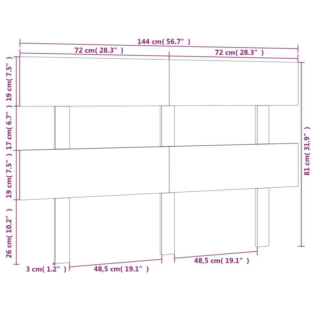 Bett-Kopfteil 78,5x3x81 cm Massivholz Kiefer