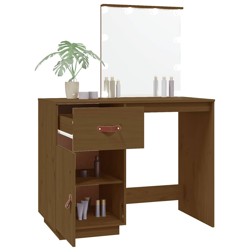 Schminktisch mit LED 95x50x133,5 cm Massivholz Kiefer