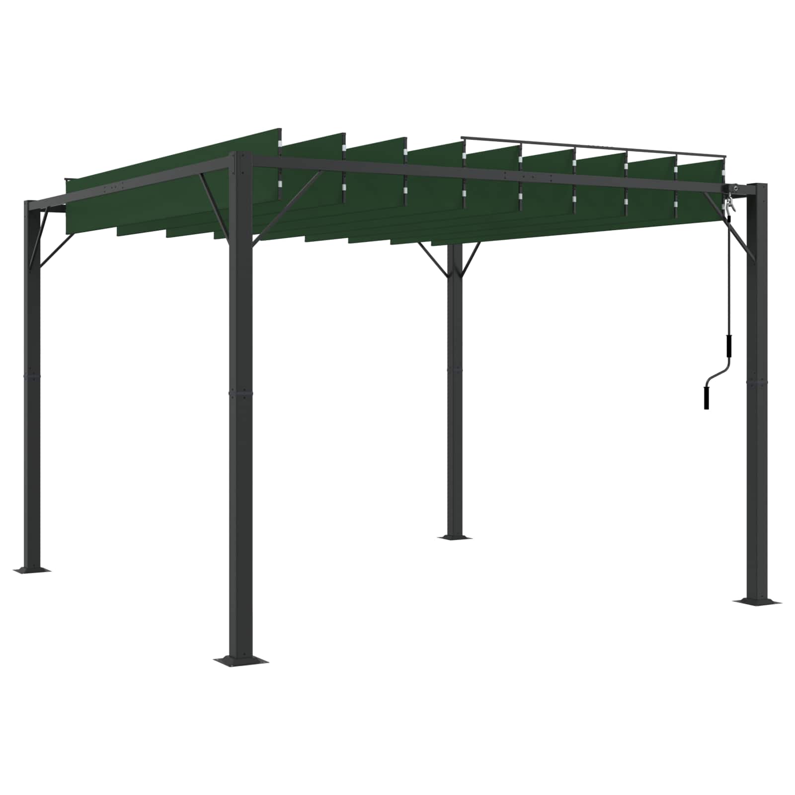 Pergola mit Lamellendach 3x3 m Creme Stoff und Aluminium