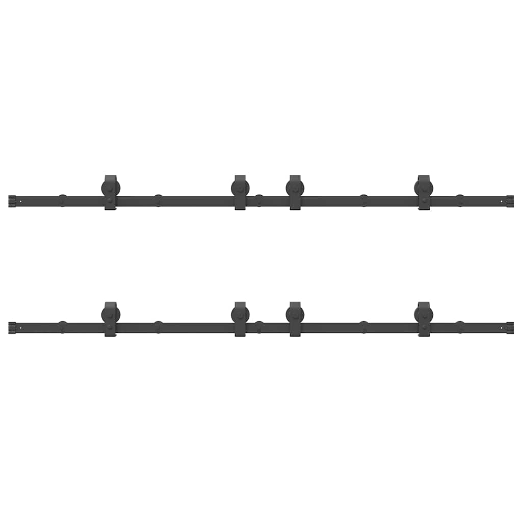 Schiebetürbeschlag-Set 366 cm Stahl Schwarz