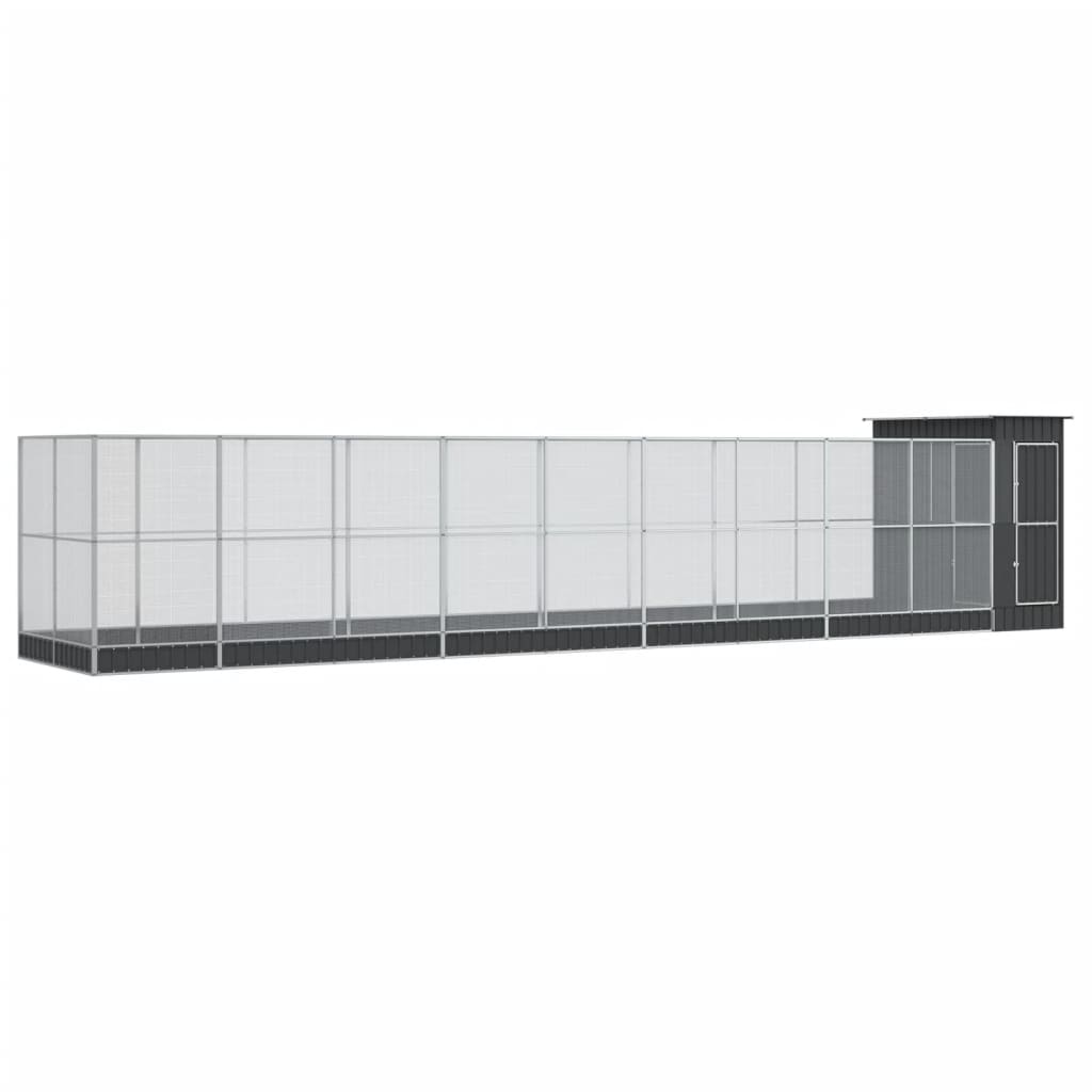 Voliere mit Erweiterung Silber 416 x 203 x 216 cm Stahl