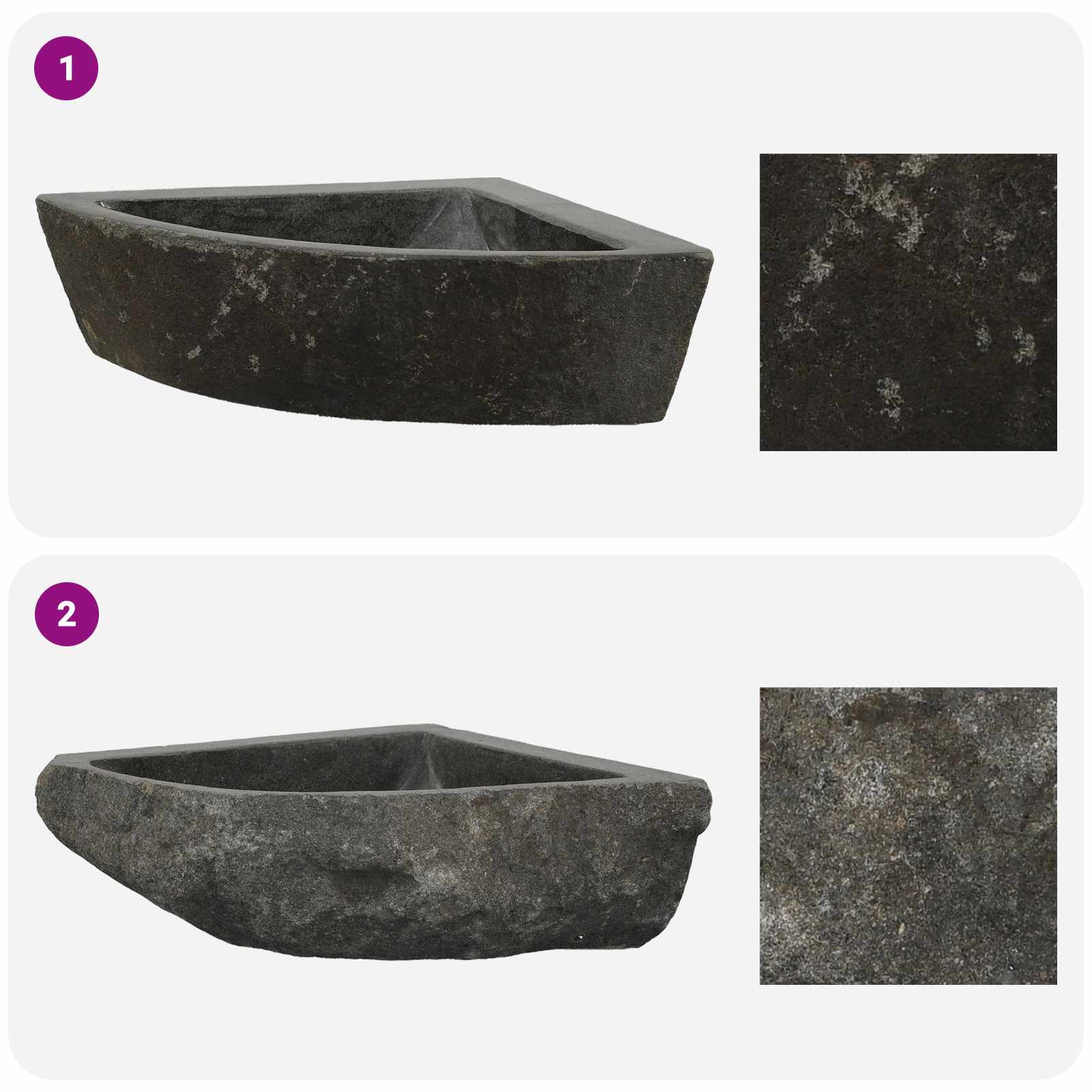 Waschbecken Grau (30-37) x (30-37) x 12 cm Flussstein
