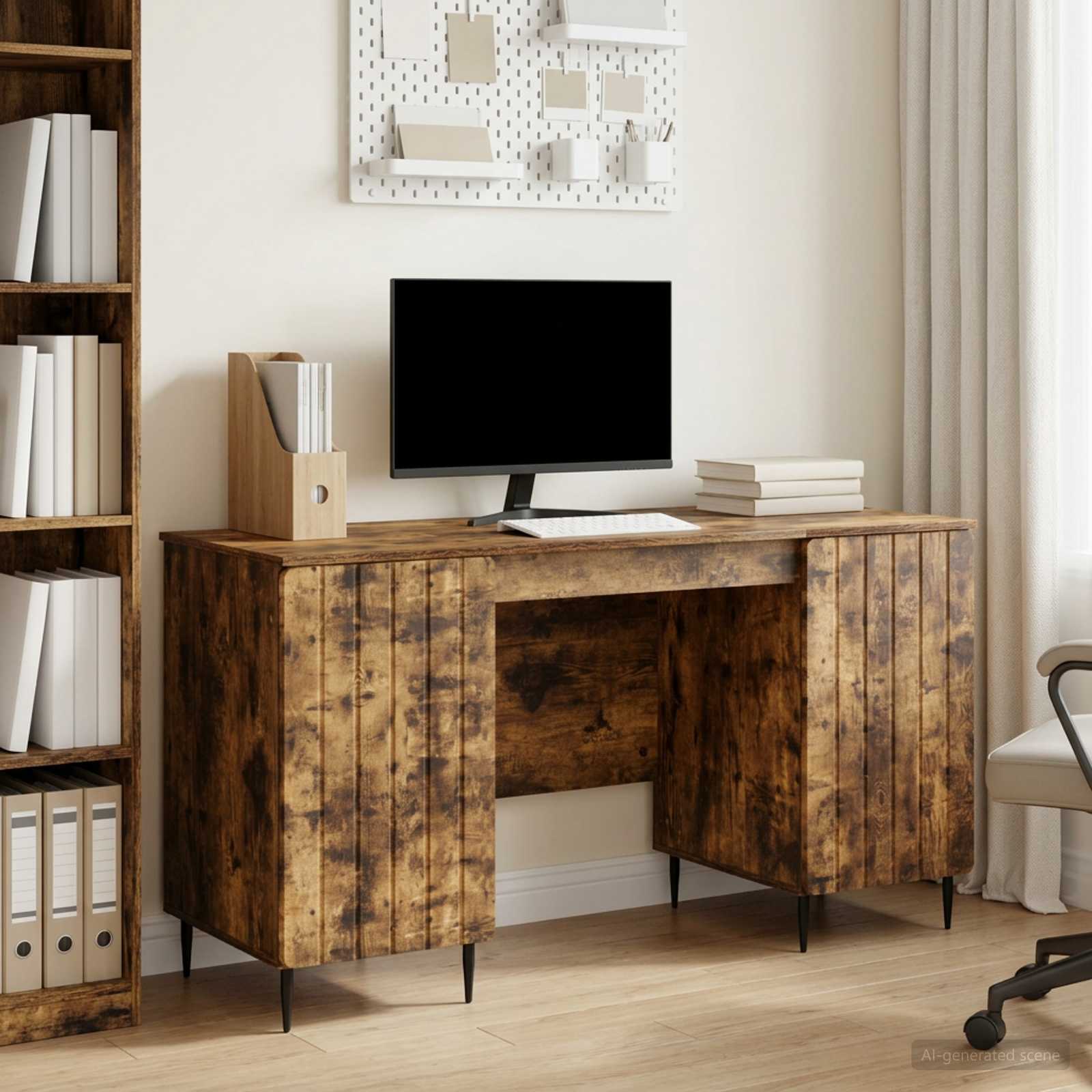 Schreibtisch mit Regal Schwarz 142,5 x 50 x 75 cm Holzwerkstoff