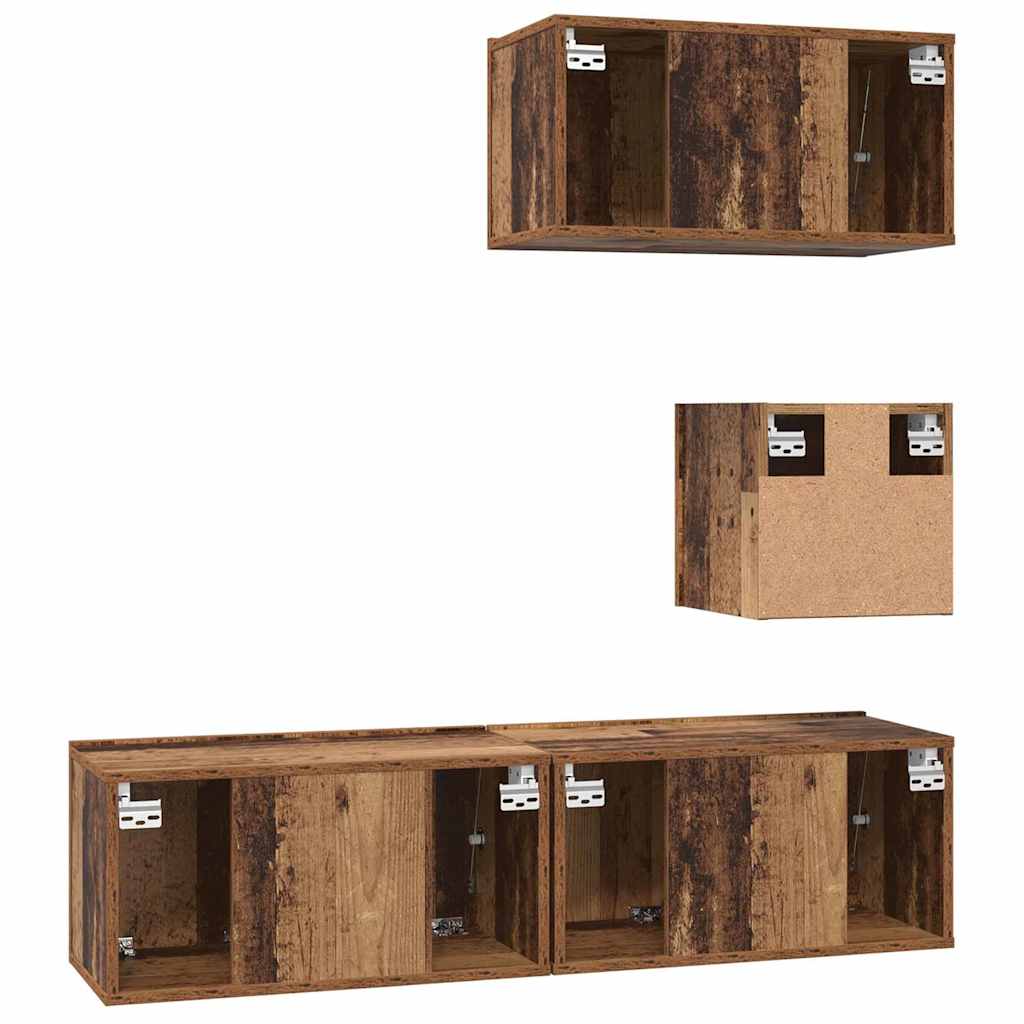 4-tlg. TV-Schrank-Set Weiß Holzwerkstoff