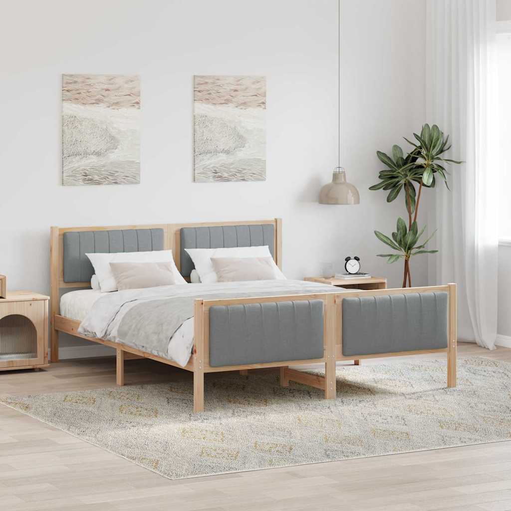 Bettgestell Braun und hellgrau 200 x 200 cm Massivholz Kiefer