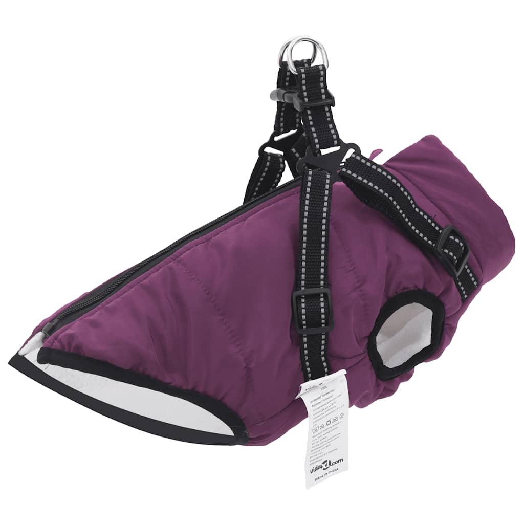 Hundemantel mit Geschirr Wasserdicht Reflektierend Lila L48