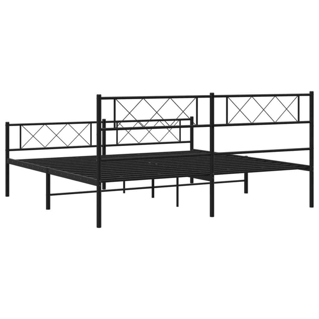 Bettgestell mit Kopfteil Metall Schwarz 100x190 cm